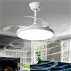 Caufloce Lampadario Con Ventilatore Da Soffitto Invisibile, Pale Retrattile Lampadario Con Ventola Dimmerabile Moderno, Plafoniera Ventilatore Reversibile Salotto Camera Per Bambini-white||118cm