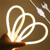 HEGEHE - Striscia LED COB 220V, flessibile impermeabile IP65, striscia neon LED FCOB 288 LED/m CRI90+, tagliabile ogni 50 cm, illuminazione luminosa a 270° [2M, bianco naturale 4000-4500K]