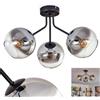 HOFSTEIN Lampada da soffitto Koyoto, plafoniera in metallo/vetro nero/fumo/trasparente, design retrò/vintage con ombrelli in vetro (Ø 15 cm), 3 lampadine E14, senza lampadina