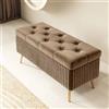 XDONE Pouf Rettangolare Contenitore e Panca in Legno per Interno/Camera da Letto, Sgabello con Piedini per Ingresso, Cassapanca (Colore: )