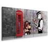murando - Quadro Moderno Banksy 225x90 cm 5 Pezzi Quadri Moderni per Soggiorno - Stampa su Tela con Struttura - Decorazione da parete Quadri Componibili London Street Art Urban Murale
