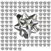 Relaxdays Set da 300 Fiocchetti per Pacchetti Regalo, Autoadesivi, Stelle Decorative per Natale e Compleanni, Ø 5 cm, Argento