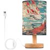 voucong Lampade da tavolo giapponesi con porta USB per piccoli spazi, luce notturna decorativa