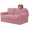 BXFUL Copridivano Elasticizzato con Schienali Separati E Cuscini Seduta, Copridivano Antiscivolo con Fascia Elastica, Proteggi Mobili Jacquard (2 Posti,Rosa)