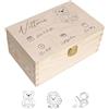Creative Deco Scatola dei Ricordi per Bambini con Nome Personalizzato | Regalo di Nascita per Bambina e Bambino | Cassetta in Legno con Coperchio | Stampa a Colori