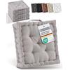 Beautissu Cuscini da pavimento 50x50 cm - Cuscino materasso spesso 10cm - 100% cotone cuscino per sedia da interno e da esterno cuscino da pavimento con maniglia cuscino tortora - Mila
