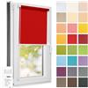 Estika Tenda a rullo semi-trasparente senza forare - 100 x 220 cm - Rosso - per interni, per finestre, tessuto con protezione solare