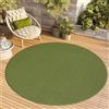 TAPISO Tappeto Rotondo a Pelo Corto, per Interni ed Esterni, Resistente ai Raggi UV, Colore Verde, Cachi, Tinta Unita, per Soggiorno, Camera da Letto, cameretta dei Bambini, Design Moderno, Öko-Tex
