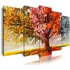 Dekoarte 401 - Quadro moderno su tela montato su telaio in legno di 5 pezzi, albero della natura quattro stagioni, 150x80cm