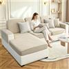 BXFUL Copriseduta Divano Elasticizzato Ciniglia, Fodera per Cuscino Elasticità del Divano, Antiscivolo Protezione del Cuscino Sedile del Divano (80x80cm,Tè al latte)