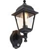 QAZQA capital - Applique con sensore con rilevatore di movimento I Sensor Classico - 1 luce - L 150 mm - Nero - Design I Rustico - Illuminazione esterna