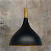 bamyum Lampade a Sospensione Industriali da 26 cm per Sala da Pranzo, Lampadario da Soggiorno con legno, Lampadario da Ufficio in Metallo E27, Lampada Vintage per Camera da Letto, Cucina Nero