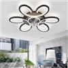 QINGYING Fiore Ventilatore Da Soffitto Con Luce E Telecomando, Lampadario Ventilatore Silenzioso LED Dimmerabile , Plafoniera Con Ventilatore 6 Velocità DC Compatibile con Alexa Per Camera Da Letto, Nero