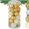 tectake® Set 24 pz Palline di Natale 4cm, Set 24 Decorazioni Natalizie per Albero di Natale, Palline Albero Dorate in Plastica infrangibile per Casa, Addobbi Natalizi, Cordino Oro - Bianco e Oro
