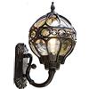 Mengjay Applique da esterno antica E27 Lampada da giardino Applique da parete antica con copertura per lampada in vetro Lampada da esterno Porta impermeabile Balcone Villa Lampada da esterno-Nero