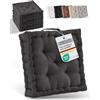 Beautissu Cuscini da pavimento 50x50 cm - Cuscino materasso spesso 10cm - 100% cotone cuscino per sedia da interno e da esterno cuscino da pavimento con maniglia cuscino antracite - Mila