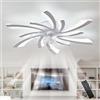 Caufloce LED Lampadario Con Ventilatore Da Soffitto E Telecomando, Grande Fiore Reversibile Dimmerabile Lampadario Ventilatore Moderno Silenzioso Timer Luce Con Ventilatore Cucina Per Salotto-White