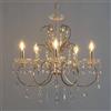 KOSILUM - Lampadario in cristallo dorato, Pavia, luce bianca calda, illuminazione soggiorno, camera da letto, cucina, corridoio, 5 x 40 W, E14, IP20