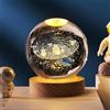 JHzood Lampada Notturna 3D a Sfera di Cristallo, Sistema Solare e Pianeti, Decorazione da Tavolo, Luce LED USB - Base Inclusa