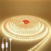 HEGEHE Striscia LED 220V 1M, Bianco Naturale 4000-4500K, con impostazione ON/OFF, 120LEDs/m Striscia LED impermeabile IP65 flessibile e tagliabile CRI90+, illuminazione decorativa per casa e negozi