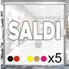 Mr Pubblicità 5 pz. kit Adesivi Saldi Rimovibili per Vetrine Negozi, Vetrofania Scritte SALDI dim. 60x20 cm Stickers promozionali Allestimento Vetrine Decorate. intagliati senza Sfondo Prespaziati (BIANCO)