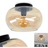 hofstein Lampada da soffitto Molloy, lampada da soffitto moderna in metallo/vetro in nero/ambra, lampada a 1 luce dal design retrò/vintage con paralume in vetro (Ø 31 cm), 1 x E27, senza lampadina/e