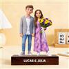 VEELU Statuetta Personalizzata con Foto & Base in Legno, Action Figure Personalizzata 3D da Foto, Statuetta 3D Personalizzata per Decorazione Scrivania, Regalo San Valentino Personalizzato (Stile 2)