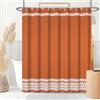 Uiiooazy Tenda Doccia Antimuffa, Tenda da Doccia 180x220cm Terracotta Boho Chic Arancia Minimalista Bianco Righe Tende da Bagno Tessuto Lavabile Impermeabile Tende per Vasca da Bagno con 12 Anelli
