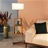 lux.pro Lampada da Terra - Altezza 140 cm - Piantana con Base a 3 Scomparti Forma di Cubo e Paralume Cilindrico in Tessuto - color Crema