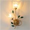 LOGT Rustico Lampada Da Parete Rosa Fiorentina Applique da Parete Metallo e Vetro Shades Fiore Forma 2 Fiamma 2 x E14 Lampada Da Letto Illuminazione Da Parete Per Soggiorno Sala da Pranzo