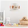 lux.pro Lampada a Sospensione per Cameretta Lampadario per Bambini Lampada da Soffitto con Paralume Cilindrico Ø28 Bianco Design Animali della Foresta