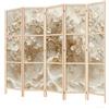 LUMASOUL Separe Divisorio Interno Monofacciale Giapponese - Paravento da Interno 5 Pannelli Divisorio per Ambienti - Divisori per Interni con Motivo Fiori - 225x172 cm