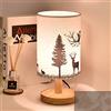 SXYSXYSXY Cerco Lampada da Tavolo Vintage ▾ di Legno Classico Lampada da Comodino Paralume in Tessuto E27 Corno di Cervo Luce Notturna per Camera da Letto Soggiorno Asilo Decorativo H29 * D14CM,A