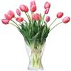 cn-Knight 20 tulipani artificiali, 40,6 cm, tulipani realistici al tatto con foglie finte, tulipani e boccioli finti, per decorazione della casa, centrotavola, ornamento per bouquet da sposa, rosa