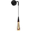 duhapy Lampada da parete creativa a forma di goccia, applique in cristallo a goccia d'acqua, moderna applique a LED da 5 W, lampade da parete con illuminazione da comodino, applique in alluminio nero per