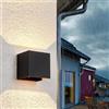 Planetitaly Applique Cubo IP65 LED 12W Interruttore CCT da 3000K a 6500K Lampada Parete Moderna Doppio Fascio Luminoso luce Muro Facciata Giardino Terrazzo Ingresso (Nero)