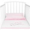 baby idea Babysanity Piumino Lettino Neonato Ricamato Completo Federa e Copripiumino e Lenzuolino con Angoli Sfoderabile Senza Paracolpi Lettino - Made in Italy- (Ricamo Love Rosa)