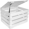 Creative Deco Baule in Legno Bianco Verniciato con Coperchio Grande | 50 x 40 x 30 | Baule da Esterno, Cassapanca Vintage Shabby | Armadio Legno Portaoggetti per Contenere | per Decorare Fai-da-Te