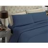 BANZAII TEXTILE INNOVATOR ONLINE Banzaii Completo Lenzuolo Francese, Blu 100% Microfibra Made in Italy, Lenzuolo Sopra 200 x 290 cm, Lenzuolo Sotto 130/140 x 190/200 x 25 cm, 2 Federe 52 x 82 cm