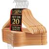 OWIJI Grucce Appendiabiti Legno Naturale Set da 20 Universali Gancio Girevole Scanalature Spallina Barra Antiscivolo Bordi Arrotondati Salvaspazio Resistenti Leggere Uso Domestico Lavorativo