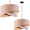 Light Home LH Light-Home Milano Lampadario a Sospensione - Lampadario Industriale per Soggiorno Camera da Letto e Cucina - Lampade a Sospensione in Metallo e con Paralume di Velluto - Beige e Fiori