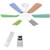 Kouamor 46cm Ventilatori A Soffitto Con Luci Telecomando, Ventilatore Da Soffitto Con Attacco E27, 3 Colori & 3 Velocità, 2/4h Timer, Per Soggiorno Camera Da Letto (Colorato)