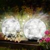 Generico Lampada sferica solare, 2 impermeabili giardino vetro crepe lampade solari per strada cortile cortile prato, decorazione esterna paesaggio giardino lampade a sfera (Bianco, 12CM 30LED)