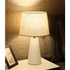 Chao Zan Lampada da comodino, Paralume in Tessuto, Lampada da Scrivania, Attacco E27, Moderna Lampada da Tavolo, Soggiorno e Camera, HxD: 42x25 cm, (Lampadine non incluse) (Base bianca)