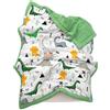 Chickwin Bambino Trapuntino Copriletto Singolo, Coperta Estivo Trapunta Trapuntato in Animale Frutta Stampa Reversibile Coperta Letto Leggera per Camera da Letto (Dinosauro Verde,120x150cm)