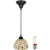 Uziqueif Tiffany Lampada a sospensione,Plafoniera a sospensione da 8, Paralume in vetro, per cucina, Lampadario vintage per sala da pranzo, Soggiorno, Altezza regolabile