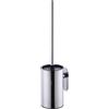 JIUJ Scopino e supporto per WC in acciaio inox, montaggio a parete, autoadesivo, manico lungo, senza foratura, detergente resistente per bagno, con spazzola in plastica rimovibile (cromato)