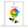 MG Design Cornice portafoto 40 x 50 cm - Cornice in legno Bianco con vetro acrilico infrangibile, verticale e orizzontale con fissaggio a parete stabile