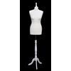 The Shopfitting Shop Manichino da sarto con busto femminile, prodotto di lusso, in tessuto jersey con treppiedi in legno, per capi di abbigliamento di misura 42, colore: bianco