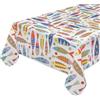 emmevi Tovaglia Cucina Antimacchia Bordata Cotone Ecru Plastificato Lavabile Pesci Multicolore 135x135 Cm